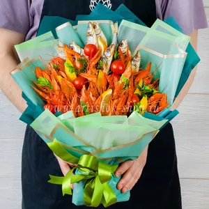 Яркий букет к пиву с варёными раками, креветками и корюшкой - №348